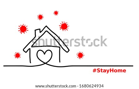 Similar – Image, Stock Photo Stays at home, red lettering stamped on white wall.