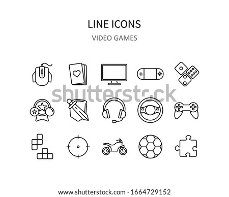 Games icons. Video games symbols for apps or web sites. Vector