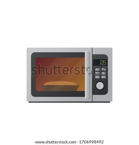 Microwave flat illustration. Front view of microwave. Vector. 