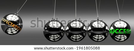 Expectation and success - the idea that Expectation helps to achieve success and happiness in business, work and life symbolized by English word Expectation and a newton cradle, 3d illustration Stock foto © 