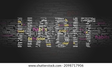 Habit - essential subjects and terms related to Habit arranged by importance in a 4-color high res word cloud poster. Reveal primary and peripheral concepts related to Habit, 3d illustration Stock fotó © 