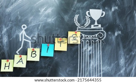Habits make steps to success, wealth and prosperity in personal and business life. Habits help reaching awards and gratification for your hard work.,3d illustration Photo stock © 