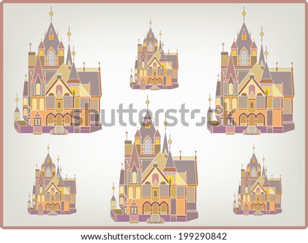 Sweet home background, abstract architecture, castle house detailed pattern