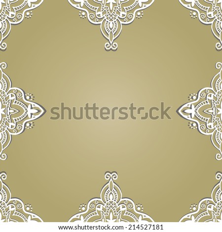 Abstract background, lace frame border, ethnic pattern, invitation greeting card design, raster version