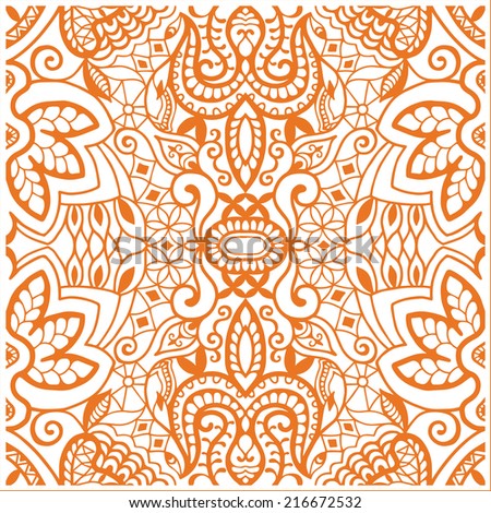 Abstract background, ethnic decoration, retro floral and geometric ornament, seamless lace pattern, raster illustration