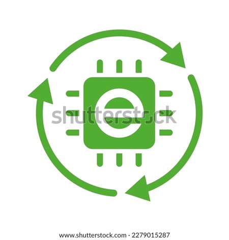 E-waste, electronics recycling vector icon badge