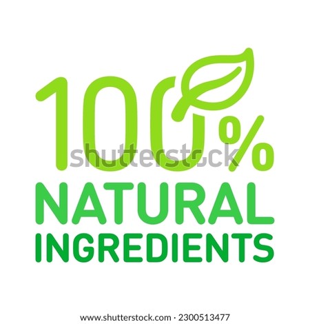 100% ingredients of natural origin vector logo icon badge concept