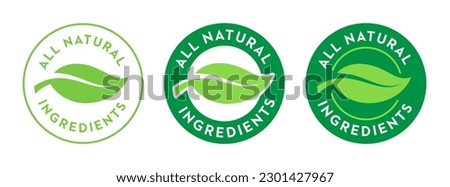 100% ingredients of natural origin vector logo icon badge concept