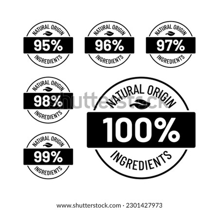 100% ingredients of natural origin vector logo icon badge concept