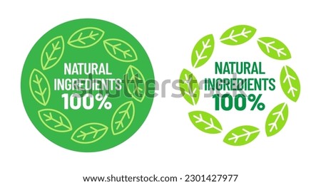 100% ingredients of natural origin vector logo icon badge concept