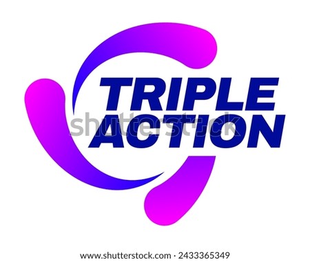 Triple Action, 3x vector icon logo badge