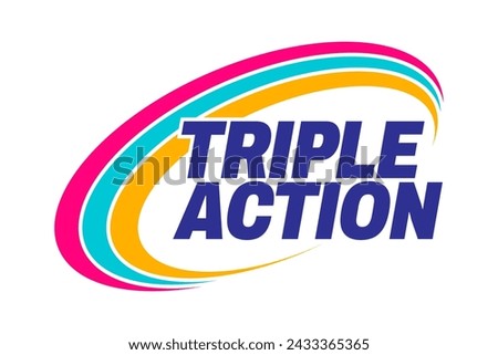Triple Action, 3x vector icon logo badge