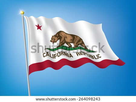 Vector art flags waving illustration:california