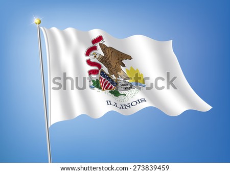 Vector art flags waving illustration:Illinois