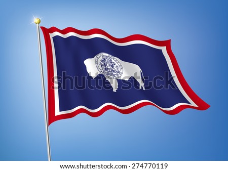 Vector art flags waving illustration:Wyoming