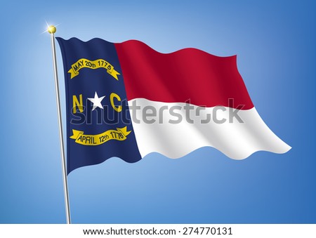 Vector art flags waving illustration:North Carolina