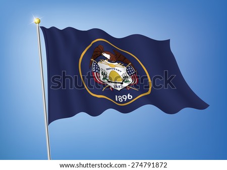 Vector art flags waving illustration:Utah