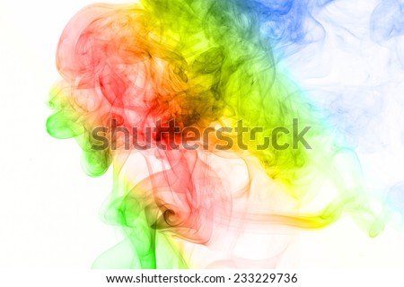 Colorful rainbow smoke,Smoke fragments on a white background