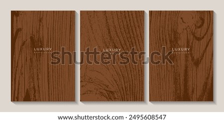 Set of wooden textures. Eco concept background with wood annual rings texture. Banner with tree ring pattern. Stamp of tree trunk in section. Templates with wooden concentric circles. Walnut wood 4