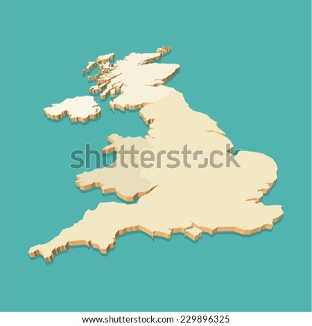 United Kingdom Map Vector Three Dimensional