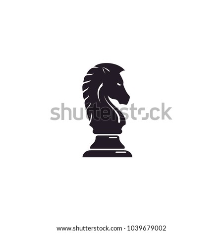 Black Chess Knight Horse Stallion Statue Sculpture silhouette logo design 