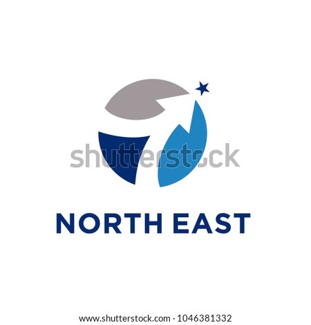 Circle Globe and North East Arrow Path Direction, Ways to Success in This World logo design