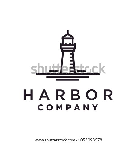 Lighthouse Searchlight Beacon Tower Island Beach Coast Simple Line Art logo design inspiration