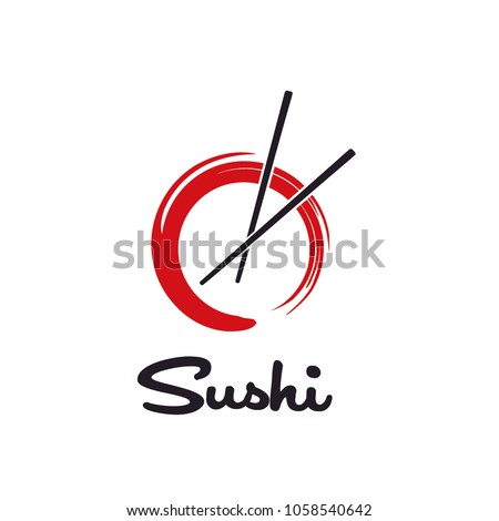 Chopstick Swoosh Bowl Oriental Japan Cuisine, Japanese Sushi Dish Seafood Restaurant Bar logo design 