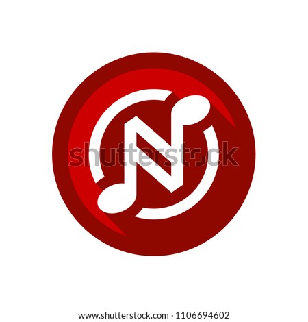 Music Notes / Notation / Initial N for icon/button logo design inspiration