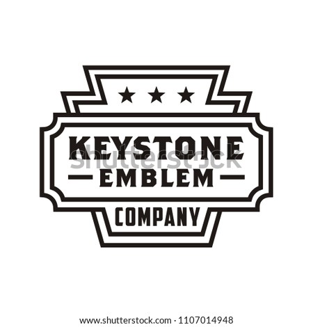 Line Art Keystone Arch Construction Building Badge Emblem logo design inspiration