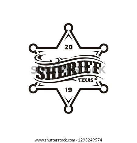 Vintage Retro Sheriff Star Ranger Badge Emblem Typography Country Western Cowboy logo design