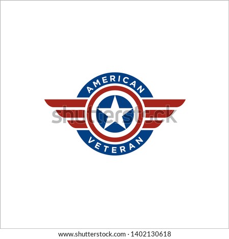 American USA Flag Star Wings for Military Veteran Army Patriotic Emblem Badge Label logo design