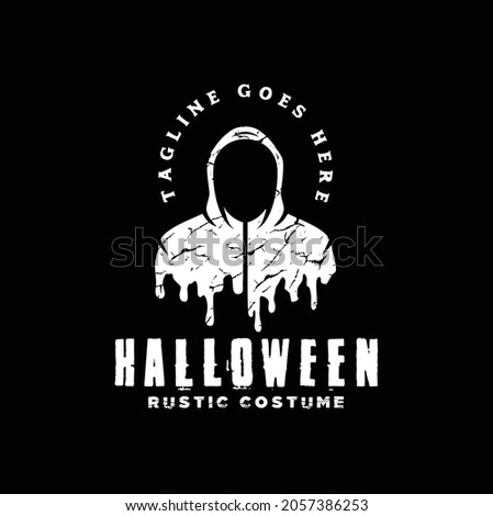 Silhouette of Mysterious Face with Jumpsuit Jumper Sweatshirt Hoodie Jacket Costume logo design for Halloween Game event Trick or Treat 