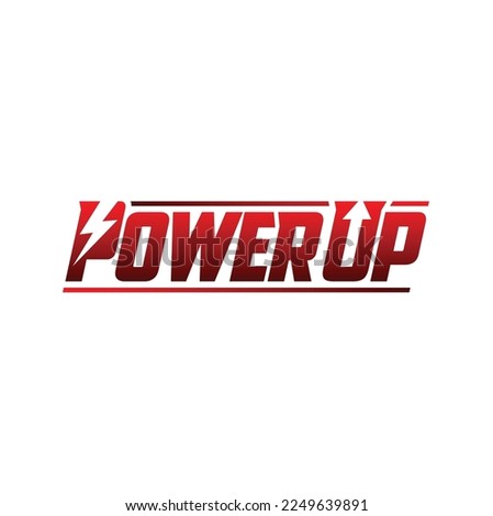Power Up Lettering Typography with Letter P lightning bolt and Letter U Arrow for Game Banner logo design