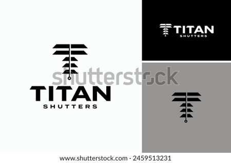 Vector illustration of Initial Letter T with Shutter Window Blinds modern logo design