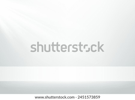 White studio room background. Space for selling products on the website. Empty room with natural light effect. stand for products. Vector illustration.