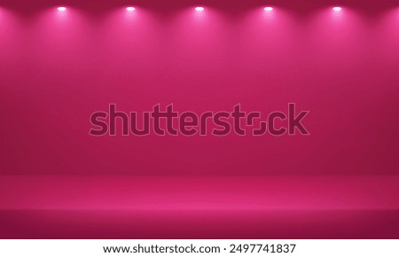 Empty fuchsia pink studio room background. Space for selling products on the website. Empty room with spotlight effect. Vector illustration.