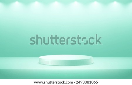 Green background vector 3d with podium. Empty blue and green studio room background. Space for selling products on the website. Minimal wall scene for products stage showcase. Vector illustration.