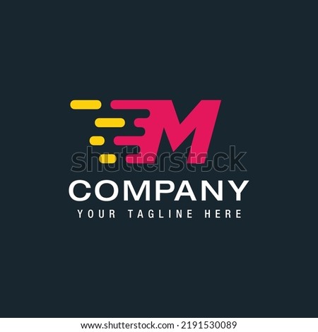 Letter M with Delivery service logo, Fast Speed, Moving and Quick, Digital and Technology for your Corporate identity
