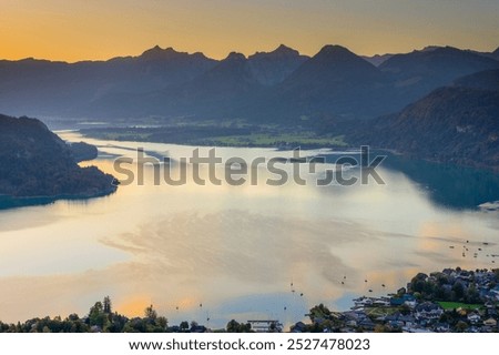 Similar – Image, Stock Photo Sunrise at Mondsee