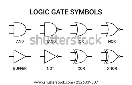 Logic gate symbols vector illustration