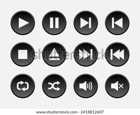Media Player Control Black Button Set