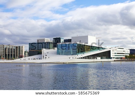 OSLO, NORWAY - SEPTEMBER 28: Oslo Opera house with great exterior is the home of the Norwegian National Opera and Ballet on September 28, 2013 in Oslo, Norway