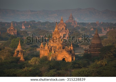 Temples of Bagan (Pagan) at sunrise, Myanmar