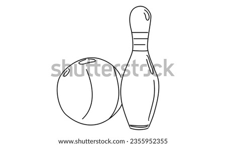 line art of bowling ball and pins