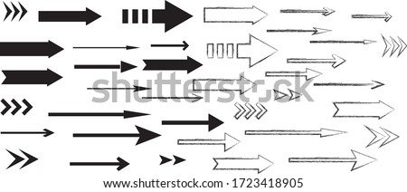 Arrow icon. Collection arrow black and white different shapes isolated on white background. Flat infographics. Vector illustration.