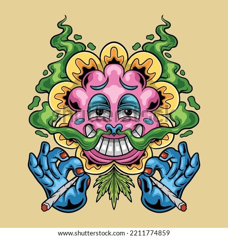 Sun Flower Cartoon Chill with Smoke