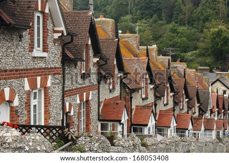 terraced houses in Beer village, Devon