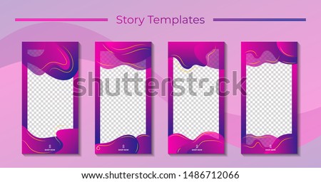 Set 4 of Social Media networks Stories Sale Banner Background, Mobile App, Poster, Flyer, Coupon, Gift Card, Smartphone Template, with Liquid Abstract Modern Gradient. editable template eps 10 vector