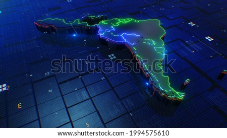 3d illustration Latin America map digital background 4k  商業照片 © 